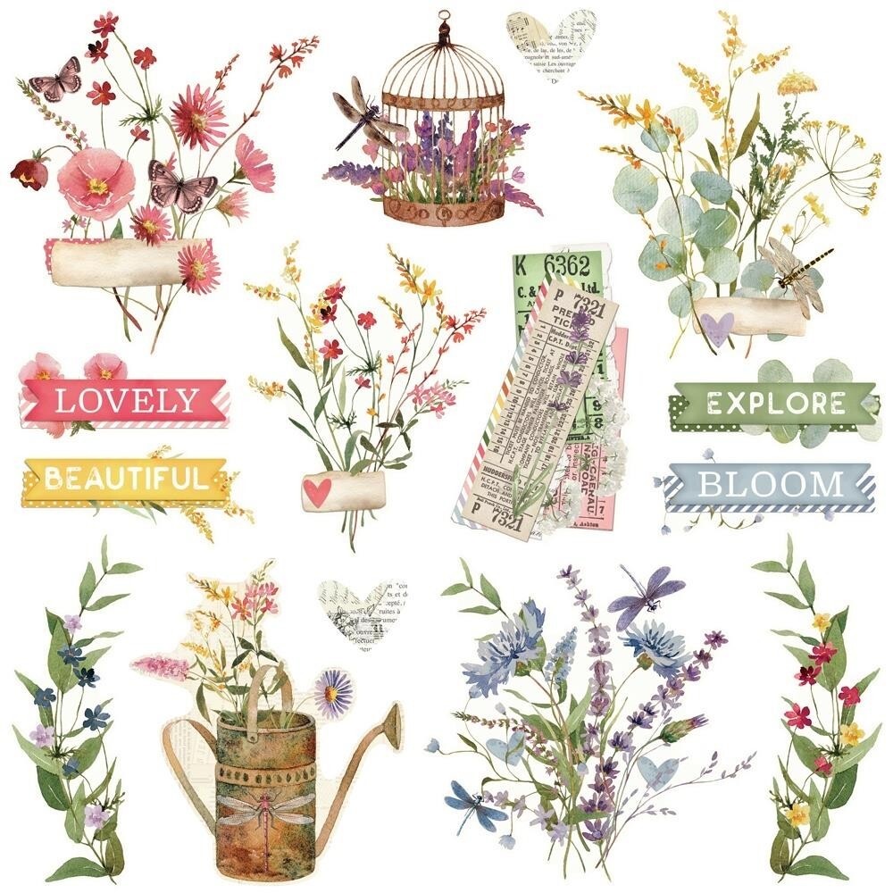 Simple Stories ~ SIMPLE VINTAGE MEADOW FLOWERS ~ Chipboard Clusters