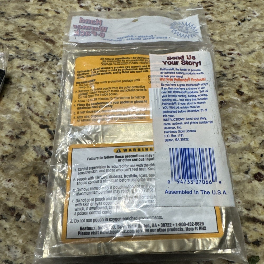 Hand Warmers up to 10 hours- 2 per pack- 6 Pack