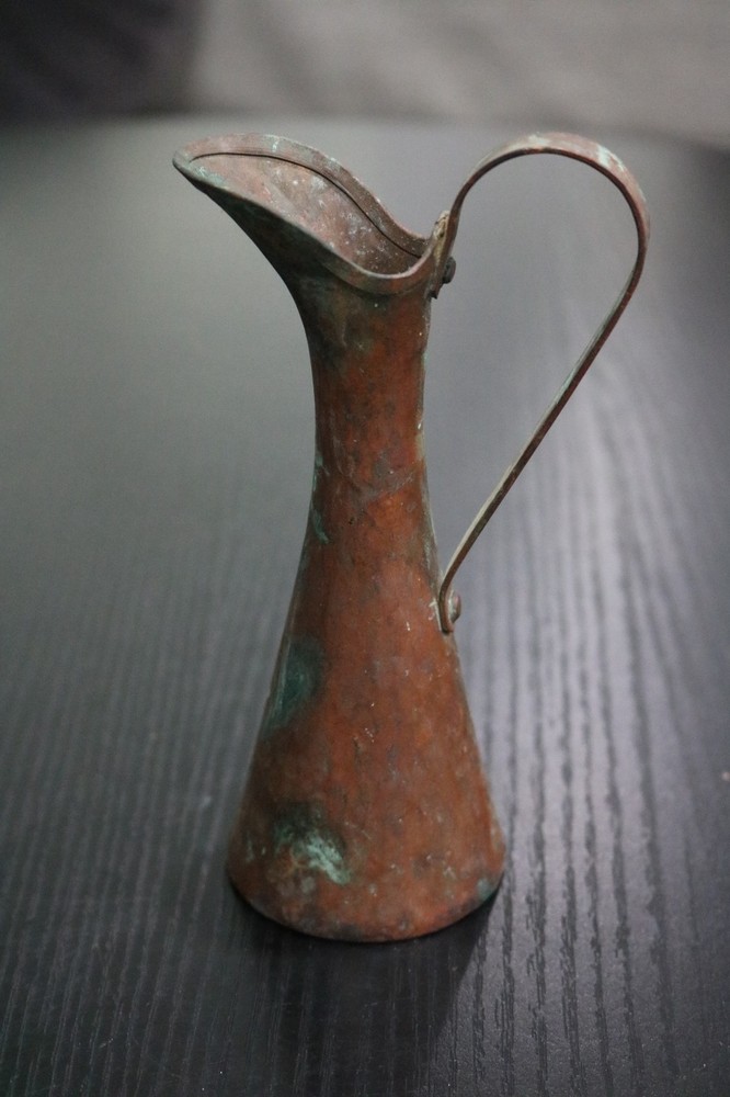 Small Vintage Hand Hammered Copper Pitcher 6"