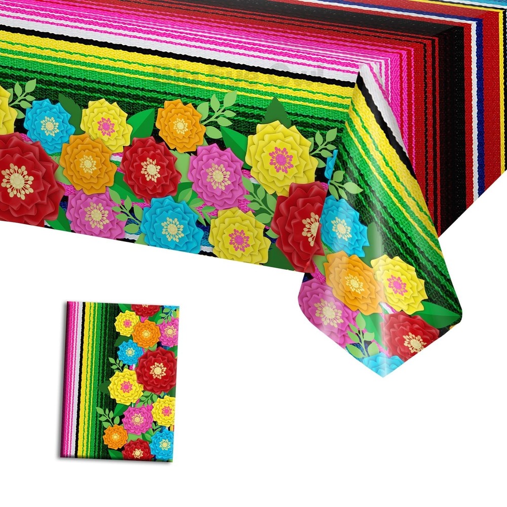 Big Eye Owl Mexican Fiesta Tablecloth 108" x 54" (Rectangular), Multicolor 1