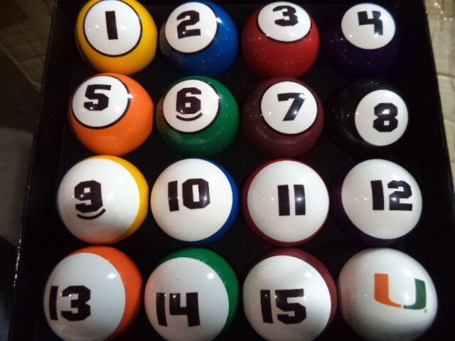Miami Hurricanes Billiard Ball Set