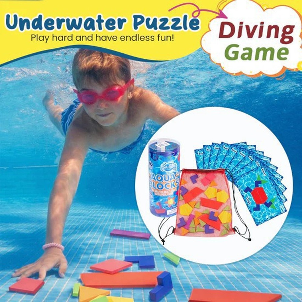 Aqua Blocks Pool Diving Game- Set Includes 40 Multi-Shape Sinking Toys
