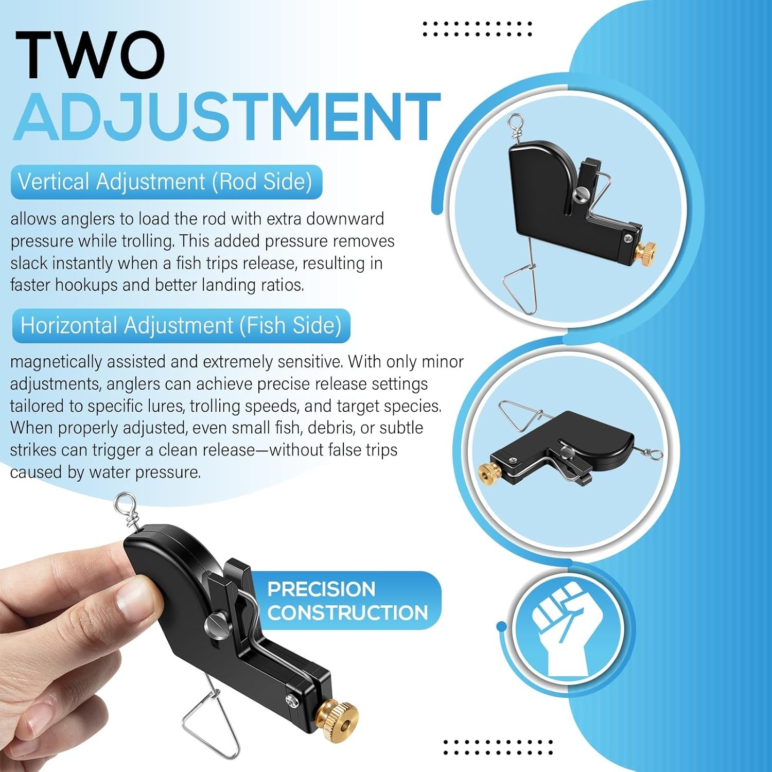 107 Downrigger Release Clip Adjustable Tension 0-4.5 lbs Fits Chamberlain System