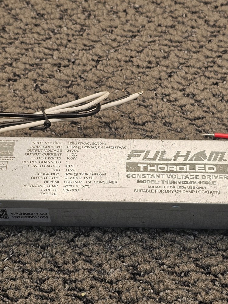 (QTY 2) Fulham ThoroLED T1UNV024V-100LE: Constant Voltage Driver Replacement