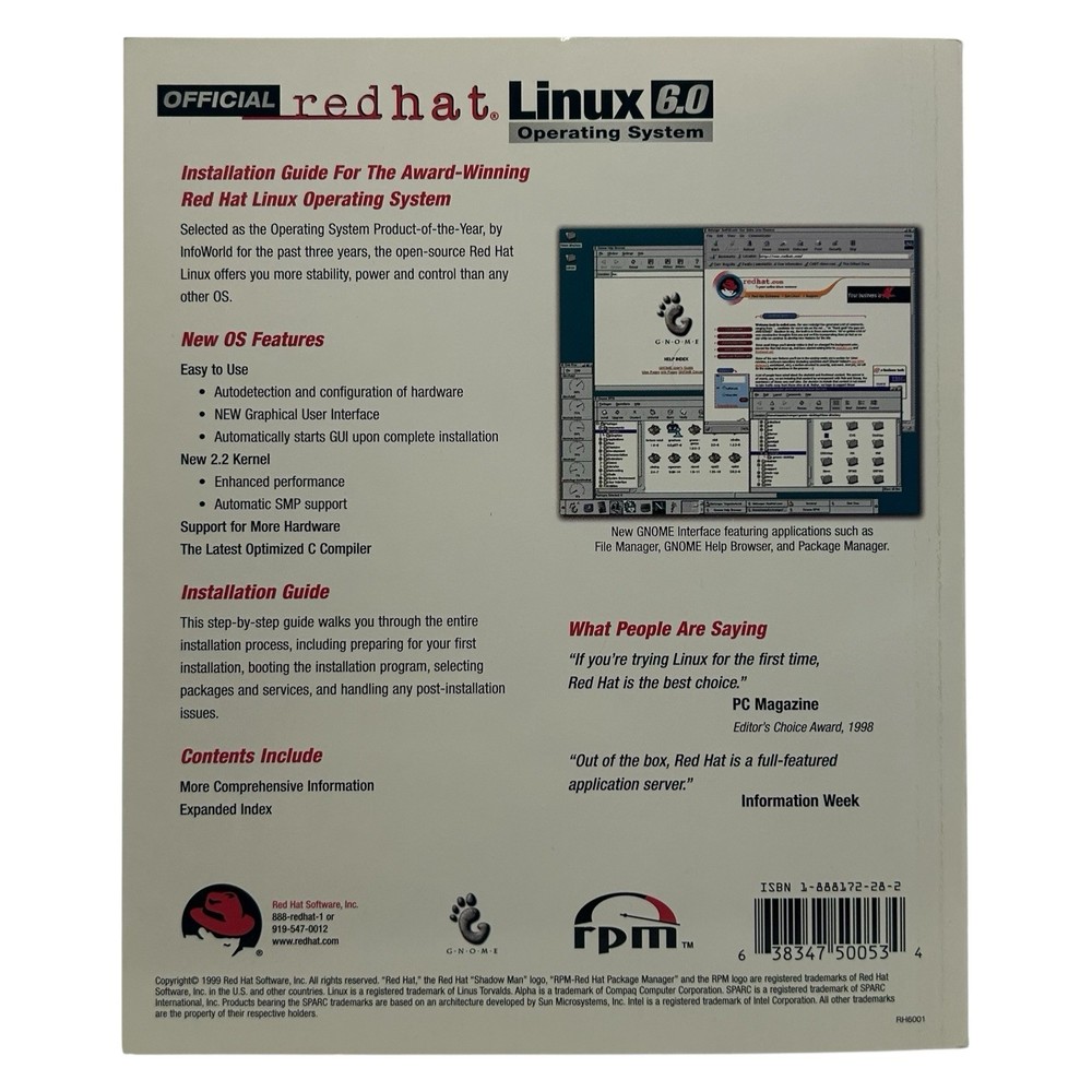 Red Hat Linux 6.0 Big Box Operating System Vintage Computer Software 1999