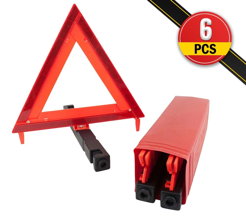 (2 Pack) Warning Triangle Reflector Kit, 3-Piece Set, 17” Sides – DOT Approved