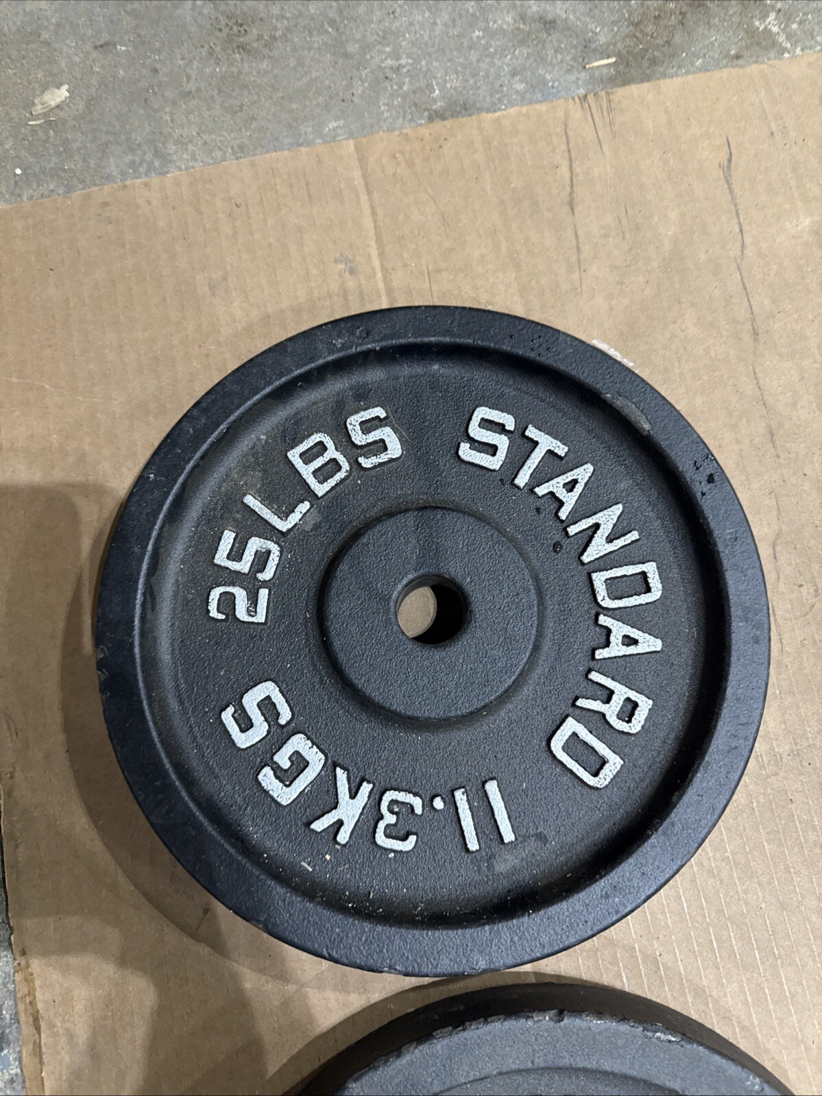 2 X 25lb 1" Hole Cast Iron Standard Weight Plates 50lbs Total