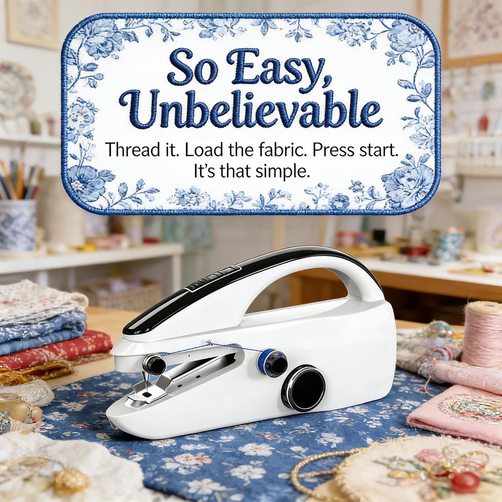 Handheld Sewing Machine, Two-Speed Portable Mini Handheld, White