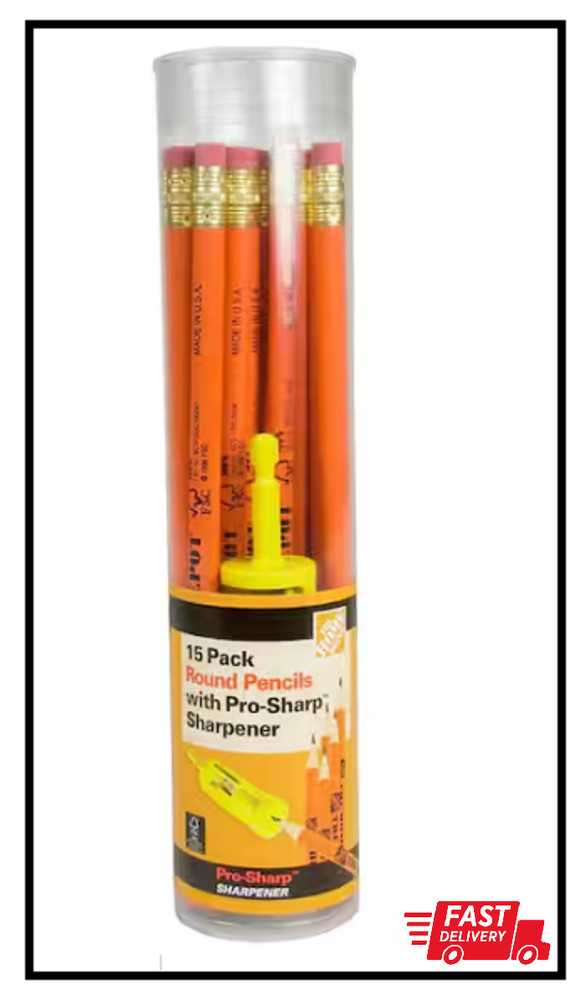 Round Pencils with Pro-Sharp Sharpener (15-Pack)