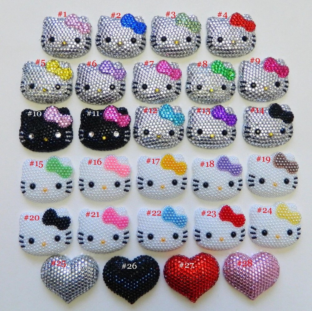 Fully blinged Kitty Face Rhinestone Flat Back resin for your projects