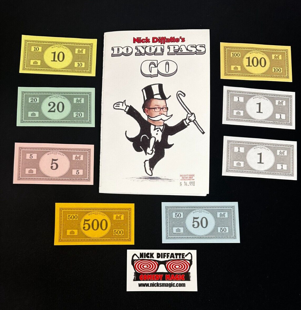 Nick Diffate's Do Not Pass Go is highly visual bill change using play money