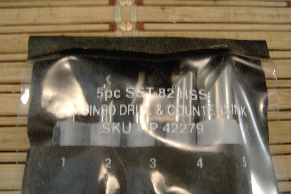 COUNTERSINK 5 PC. DRILL & COUNTERSINK SET HSS SKU# P 42279 NEW CONDITION