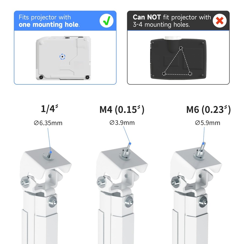 49 Inch Extended Mini Projector Ceiling Mount Adjustable Wall Thread PR05LMINIW