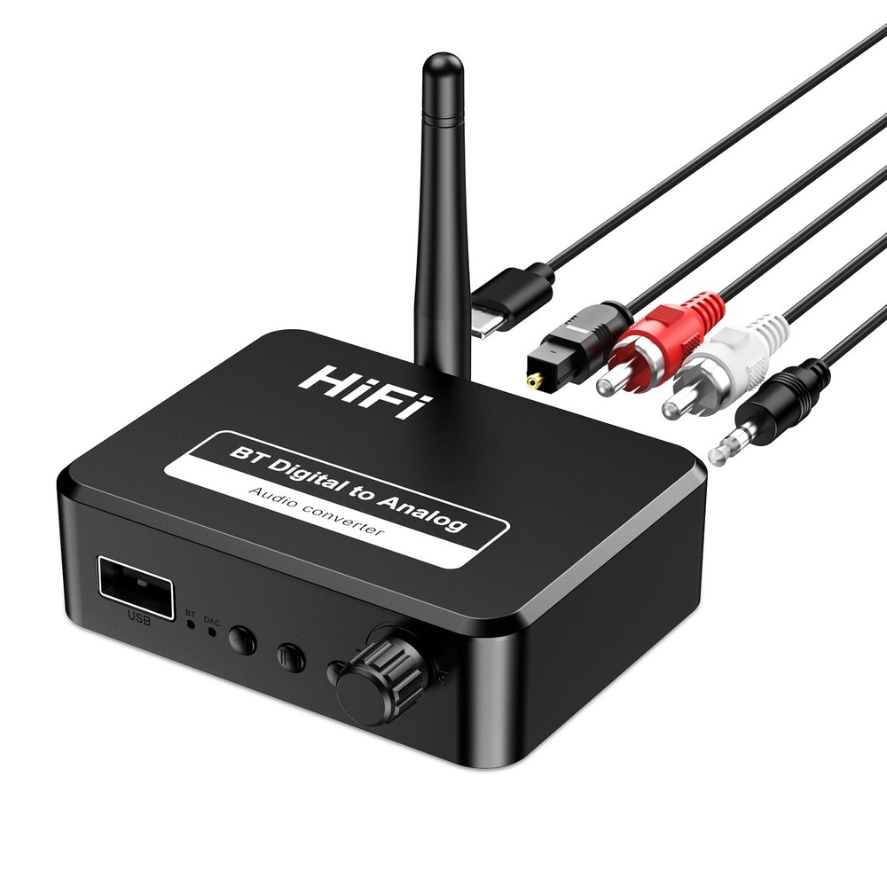 Bluetooth 5.1 Receiver for Home Stereo, Digital to Analog Audio Converter for...