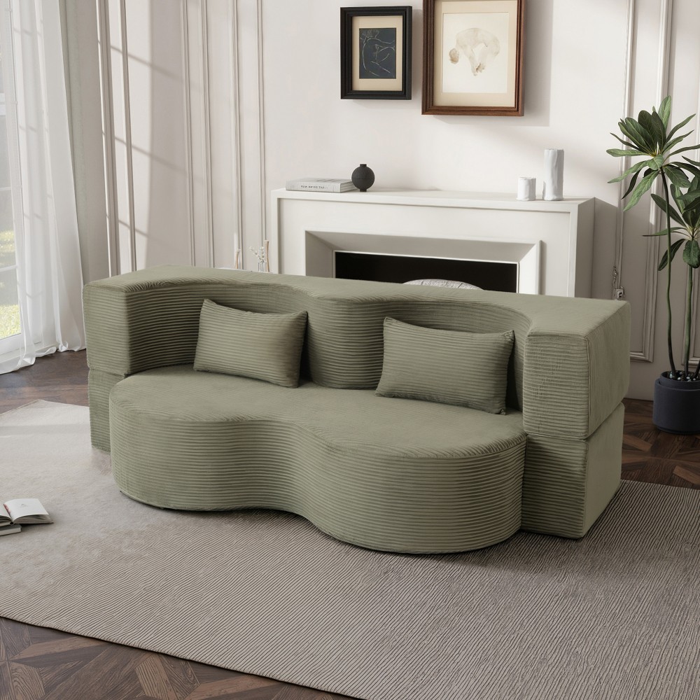 75" Foldable Convertible Sofa Bed, 3-Seater Sleeper with Memory Foam