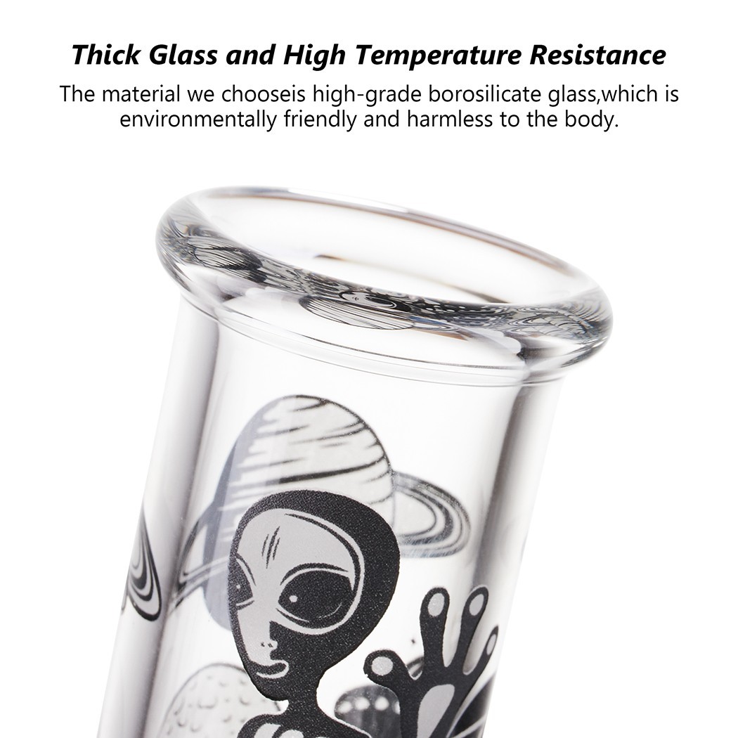 7.8" Aliens Fluorescent Glass Bong Glass Water Pipe Smoking Tobacco Beaker 14MM