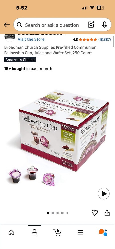 Fellowship Prefilled Communion Cups Soft Wafers, 250 Count