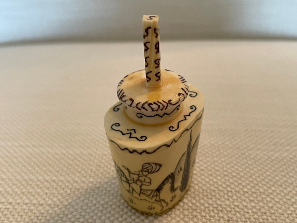 Snuff Bottles (2), Hand-painted, bone, with Middle Easstern Designs