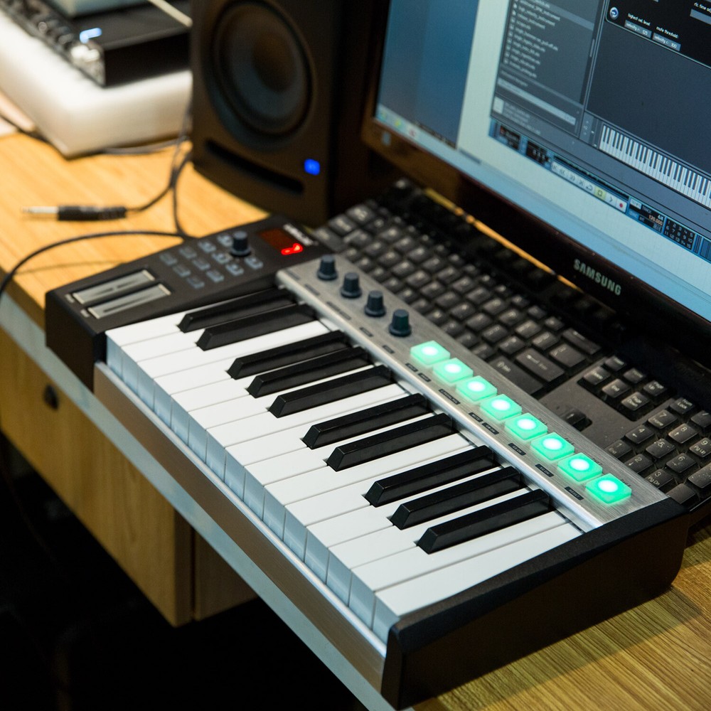 WORLDE Blue whale 25 key USB MIDI Controller Keyboard Trigger Pads w/ USB Cable