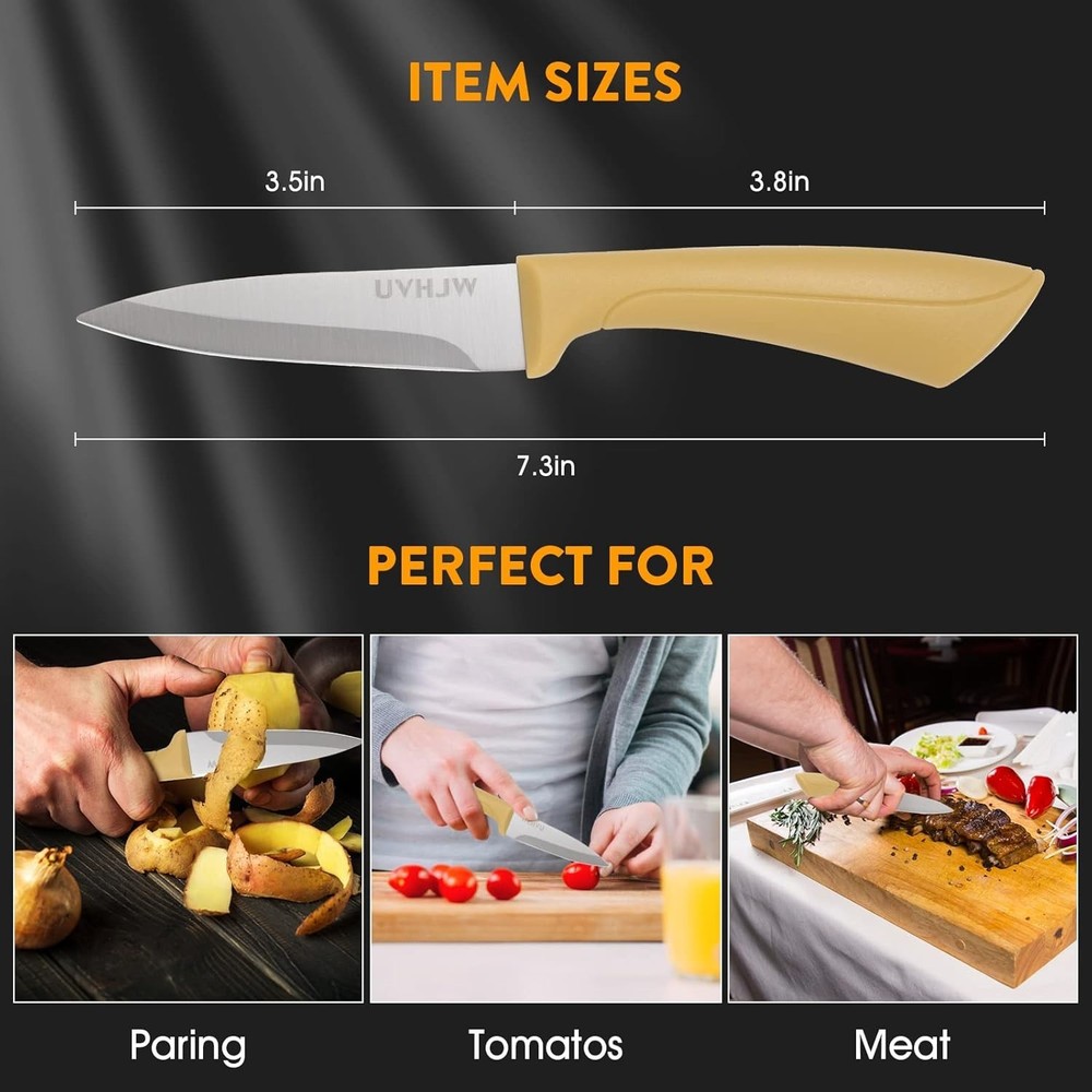 Lightweight 3-Piece Sharp Paring Knife Set - Perfect for Fruit & Vegetable Prep