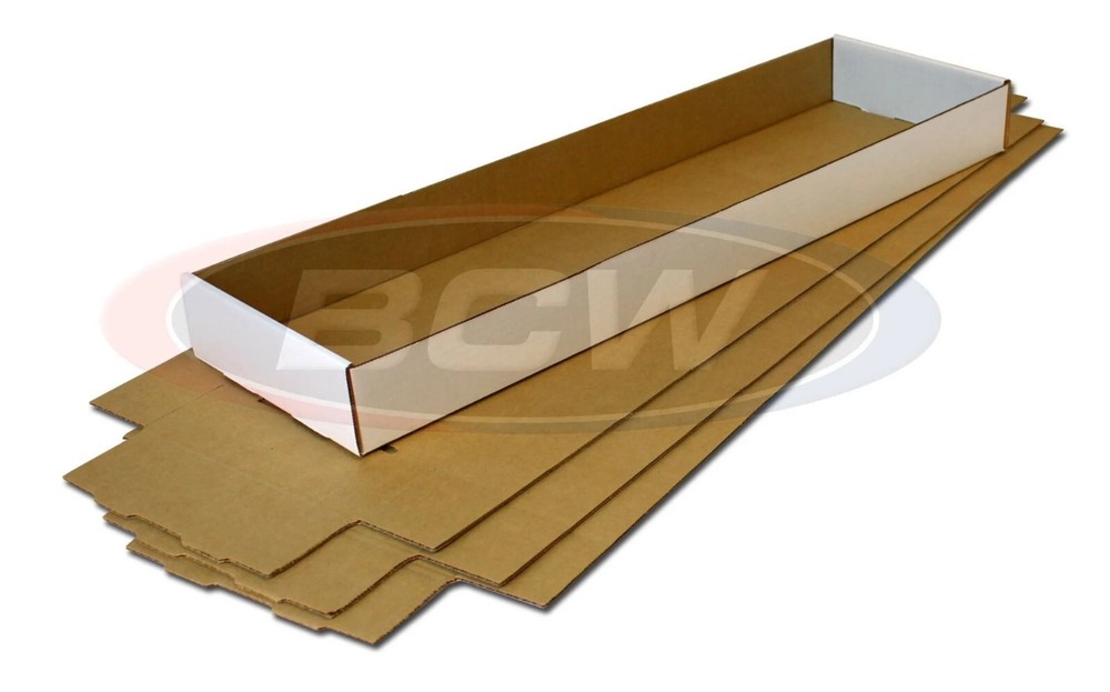 2 BCW Quality Long Comic Book Storage Boxes Thick & Stackable White Cardboard