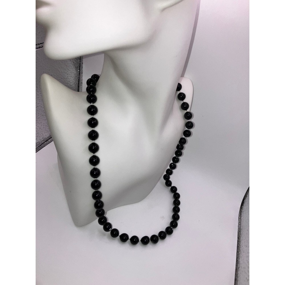 Black Distressed Beaded 24.25' Length Necklace!