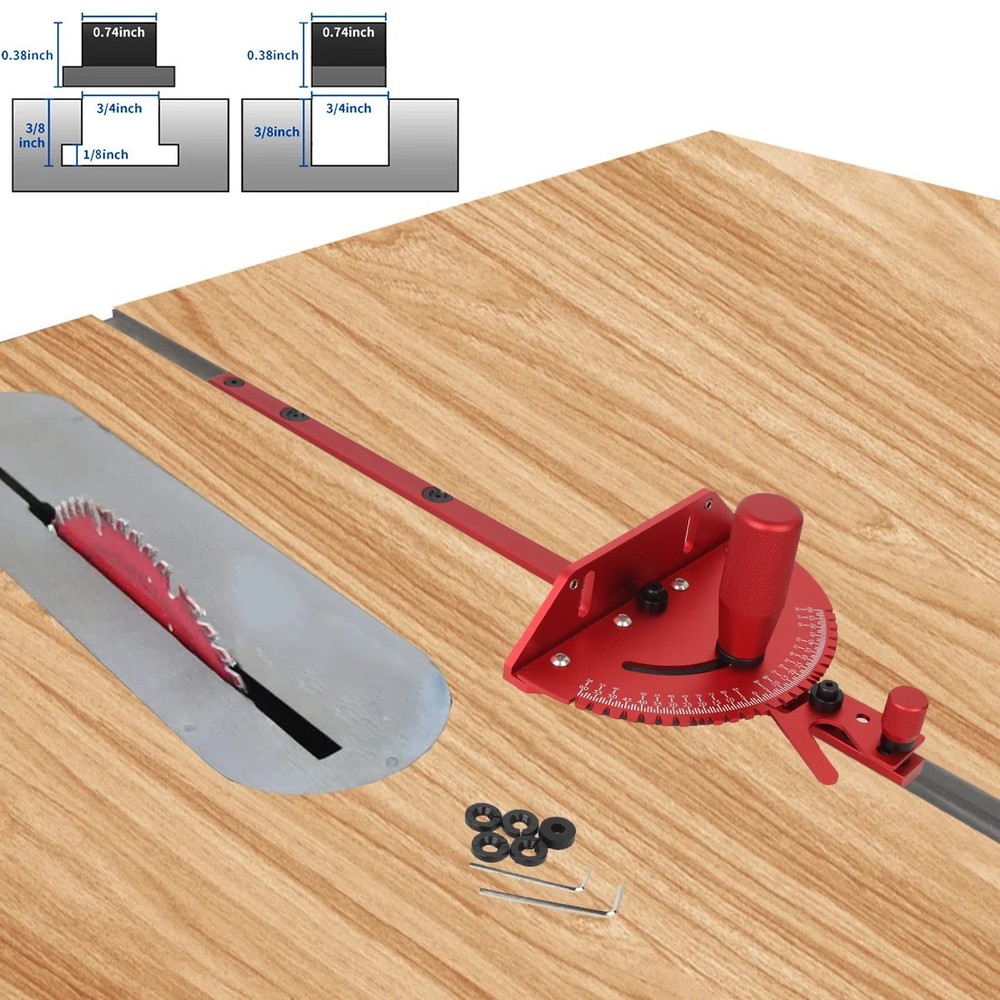 Table Saw Miter Gauge Adjustable Flip Stop Extendable Fence & Quick Angle Stop