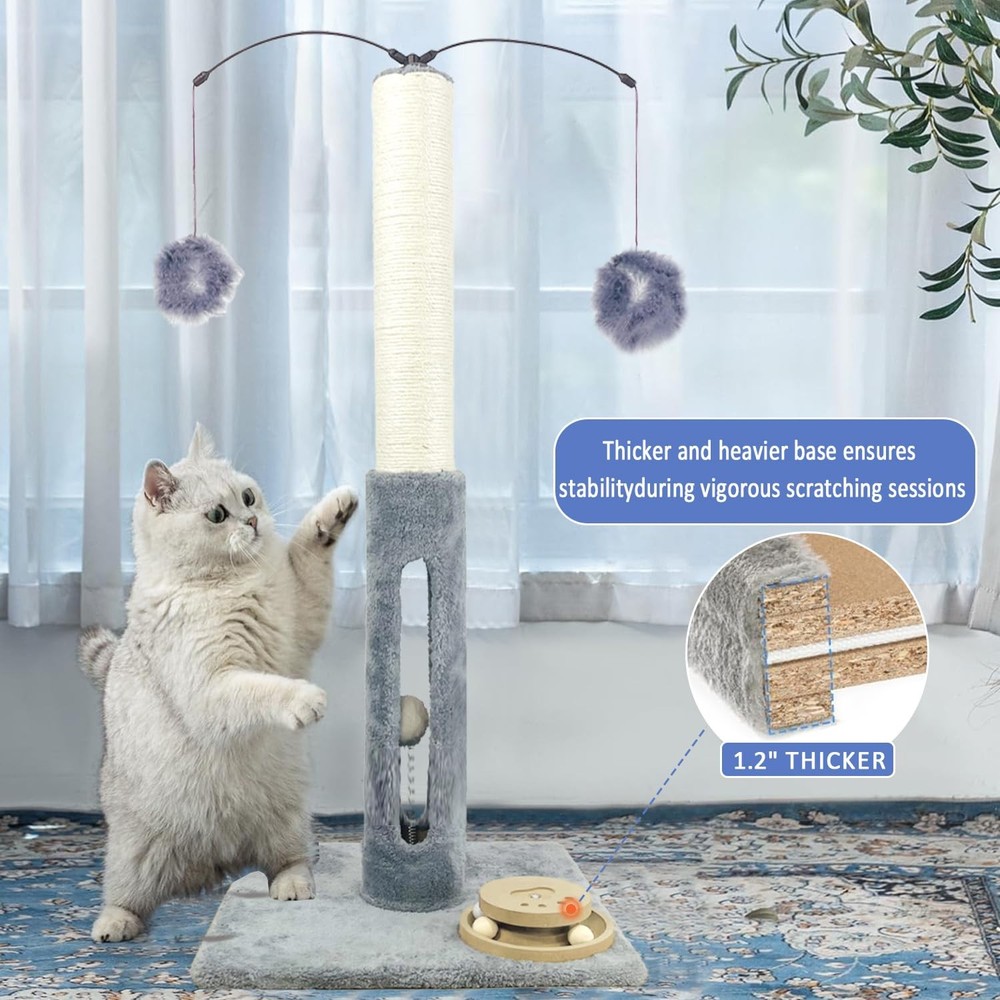 31 Inch Cat Scratching Post Interactive Scratcher with Tracking Ball