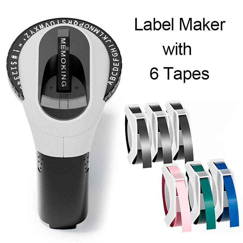 E975 Embossing Label Maker Handheld Label Maker with 6 Tape for Dymo Label Maker
