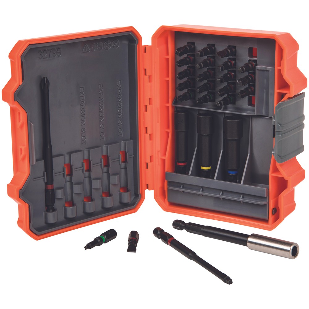 Klein Tools 32799 Impact Driver Bit Set, 26 Piece Nut Driver Bit Set with Case