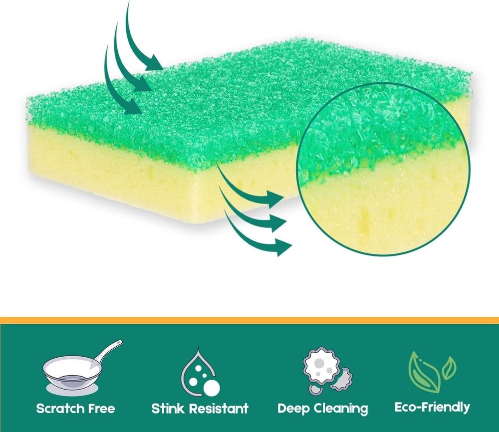 Scrub Sponge, Dual-Sided Temperature-Responsive Scrubber - Non-Scratch