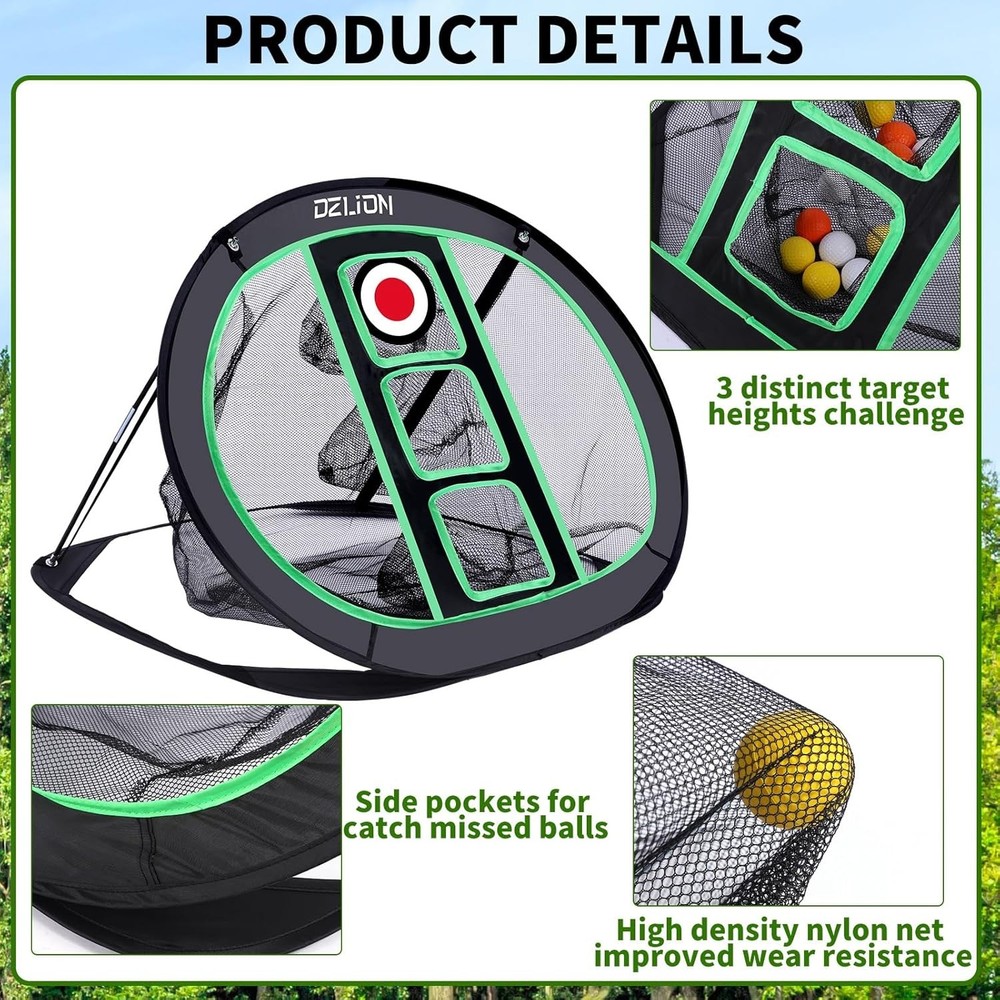 Foldable Golf Chipping Net & Indoor Mat Set - Pop-Up Training Target