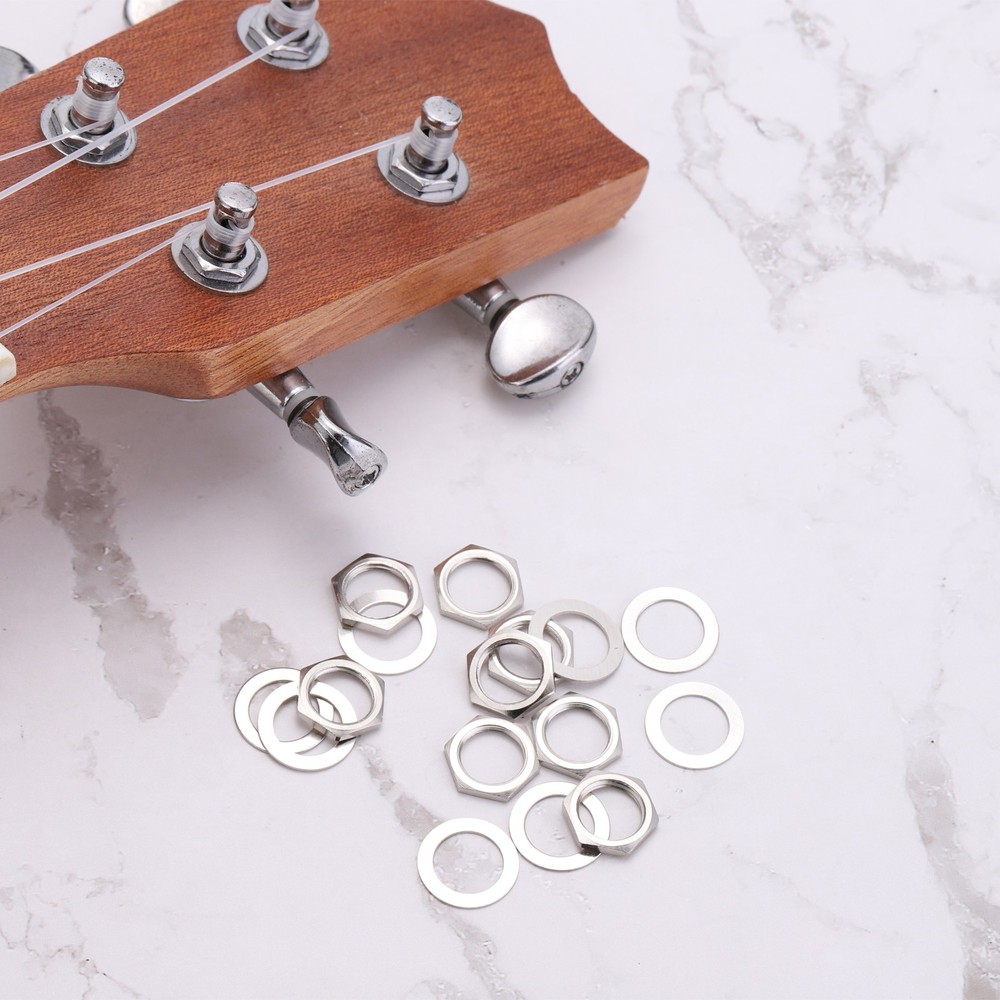 6Sets Guitar Nuts and Washers 3/8" Guitar Input Output Jack Socket Grey Black