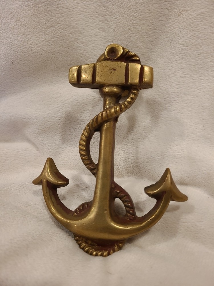 Vintage Solid Brass Anchor Doorknocker Nautical Decor Naval Ocean Theme