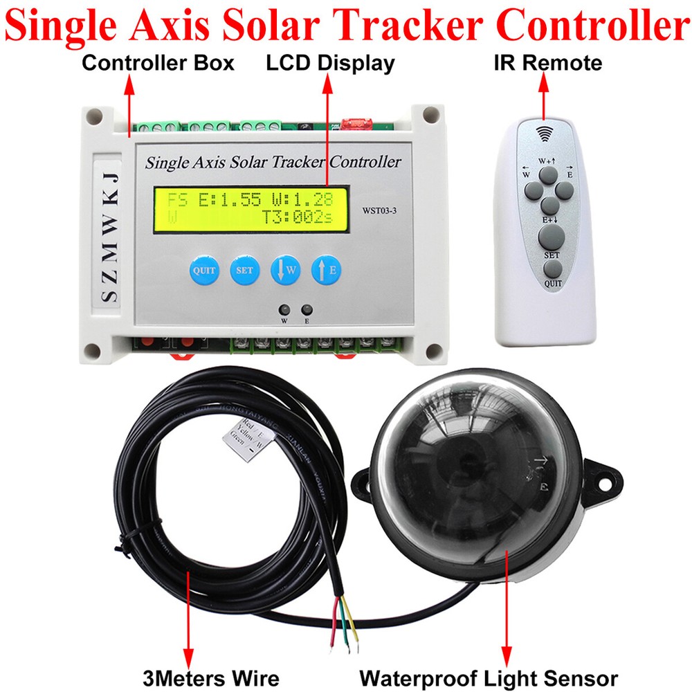 Single/Dual Axis Solar Electronic Tracker Controller W/ Light Sensor W/IR Remote