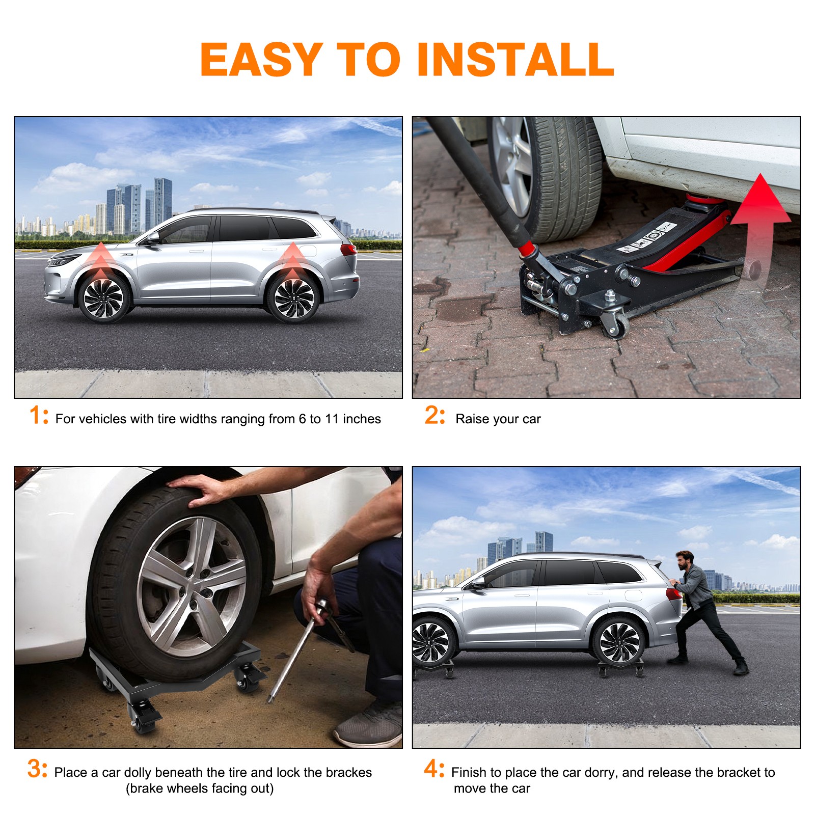 Aaiwa Car Dolly Wheel Tire Dolly 4 PCS Heavy Duty Skate Auto Repair Dolly 8000LB