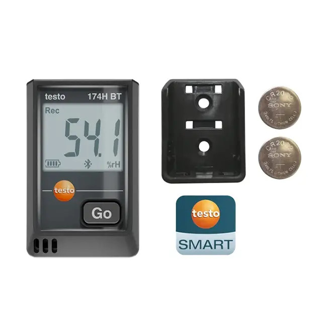 Testo 174H BT HVAC 2-Ch. Temp./RH Data Logger, Bluetooth/App, Black