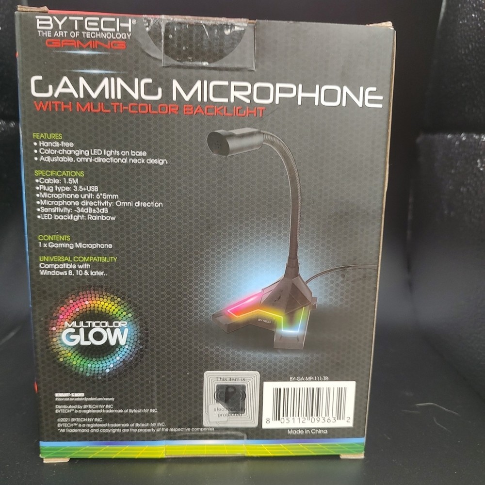 New ByTech Adjustable Gaming Multicolor Glow Microphone Black