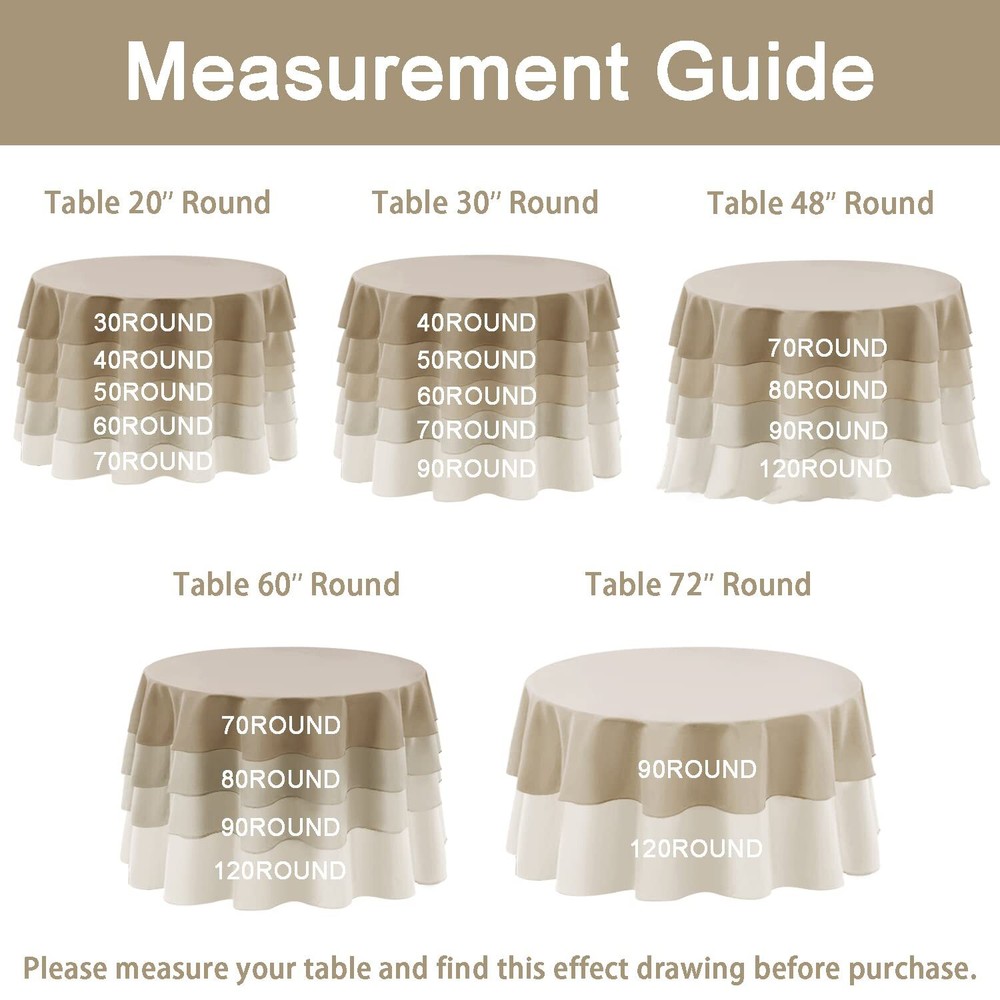 Round Tablecloth 40 Inch - Waterproof Stain Resistant Spillproof Polyester Fa...