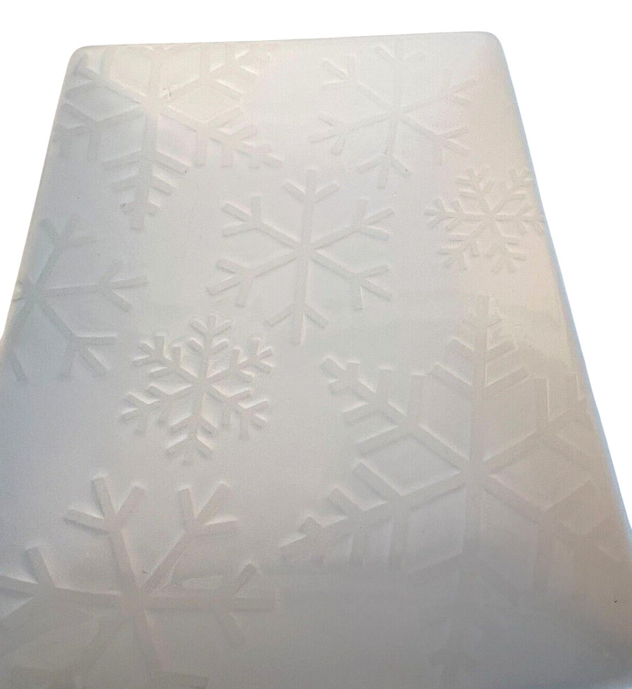 Crate & Barrel White Snowflake Embossed Rectangular Serving Tray 12”x 9.5” Xmas