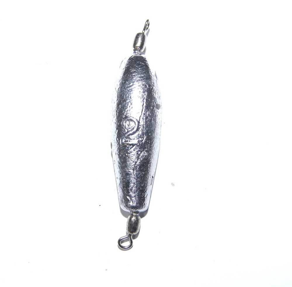 TROLLING SINKER, UNPAINTED WITH DUAL SWIVELS, (8) PER PKG.
