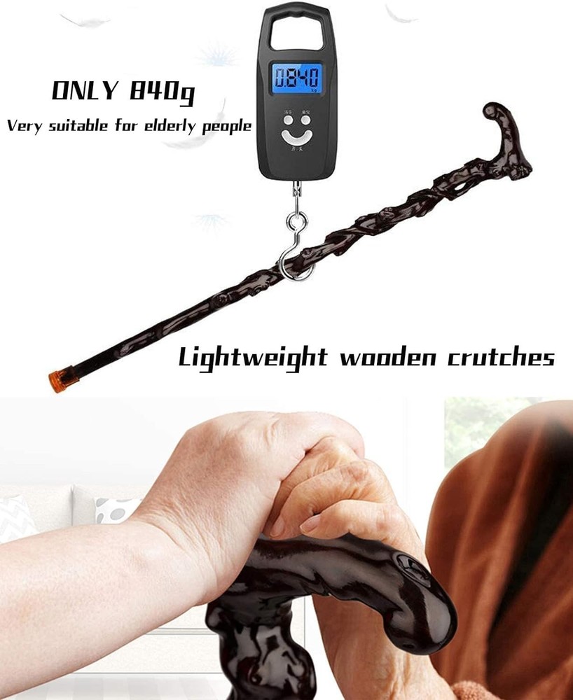 Handmade Ebony Walking Cane with Curved Handle - Elegant Support Stick