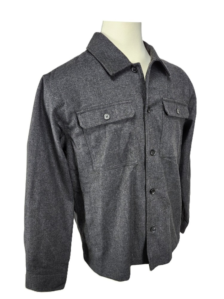 Goodfellow & Co Mens Dark Gray Solid Woven Heavyweight Shirt Jacket, Full Lining