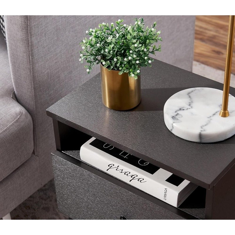 Multi-Functional Nightstand End Table W/ 3 Tiers Storage & Easy Assembly New