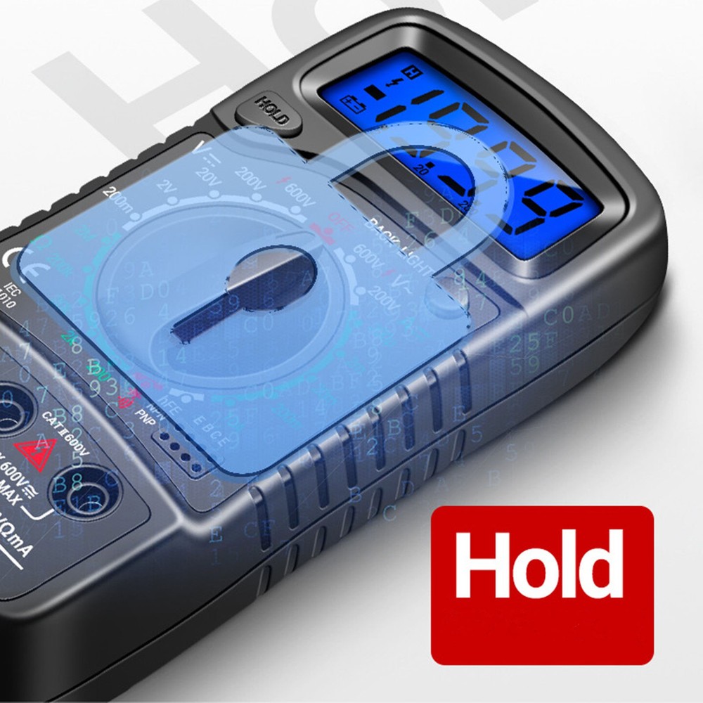 LCD Digital Multimeter Voltmeter Ammeter Ohmmeter Volt AC DC Tester Leads Meter