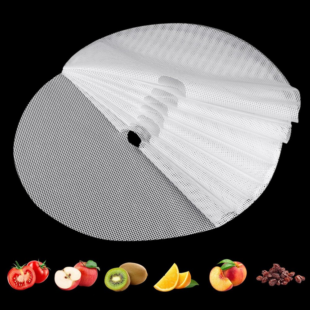 (8 Pack) Round Silicone Dehydrator Sheets, 8pcs 13" Diameter, white