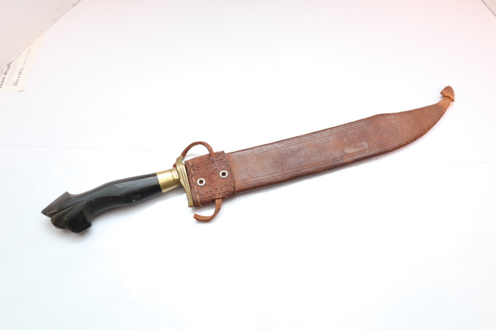 Vintage Philippine Negrito Bolo Knife - 22" Kriss Dagger Leather Sheath Filipino