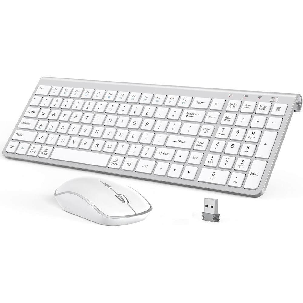 Wireless Keyboard and Mouse Combo - Full Size Slim Thin Keyboard Mouse 104 Keys