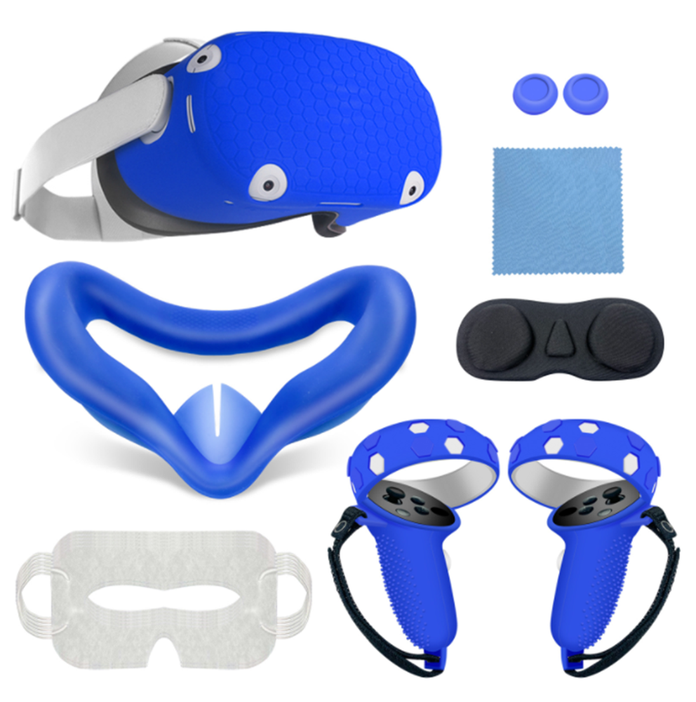 10PCS Silicone Accessories Set for Oculus Quest 2 VR Face Controller Grip Covers