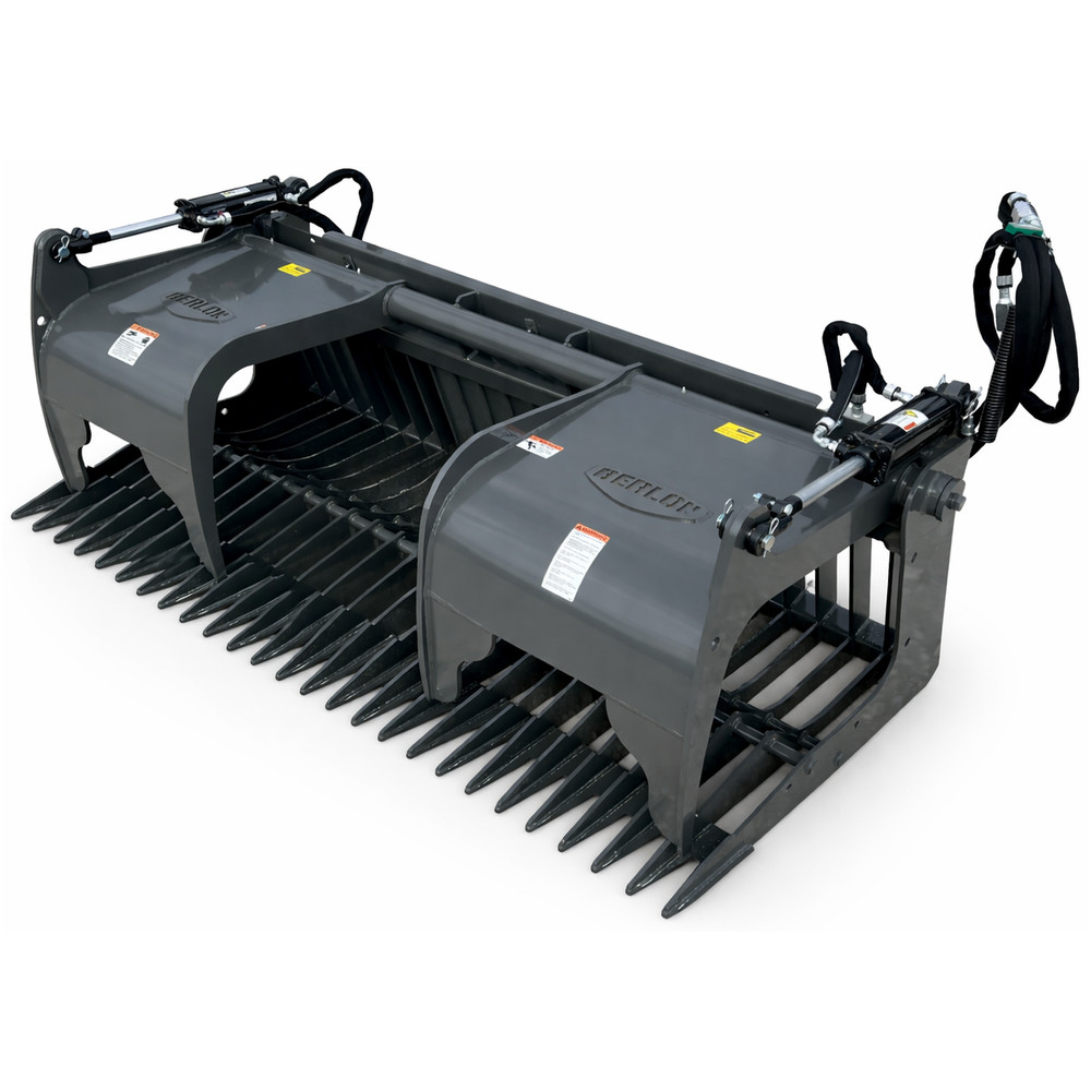 Berlon 78" Skeleton Rock Grapple Attachment Dual Claw Skid Steer Quick Attach
